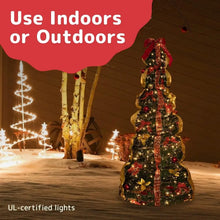 Load image into Gallery viewer, Pop Up Gold and Red Lighted Christmas Tree