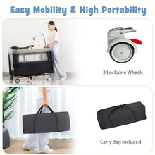 Load image into Gallery viewer, All in 1 Bedside Pack and Play Bassinet with Wheels