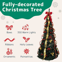 Load image into Gallery viewer, Pop Up Gold and Red Lighted Christmas Tree
