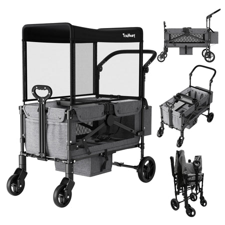Foldable All-Terrain Wagon for Toddlers with Canopy