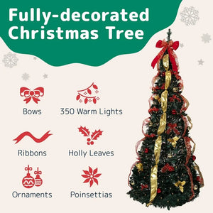 Pop Up Gold and Red Lighted Christmas Tree