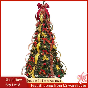 Pop Up Gold and Red Lighted Christmas Tree