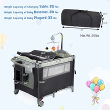 Load image into Gallery viewer, All in 1 Bedside Pack and Play Bassinet with Wheels
