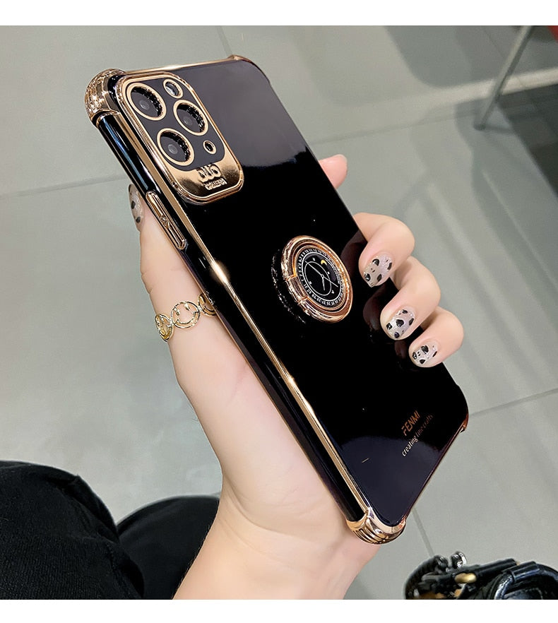 Luxury Gold Logo Ring Electroplated iPhone Case